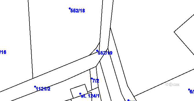 Parcela st. 552/19 v KÚ Ústí u Humpolce, Katastrální mapa
