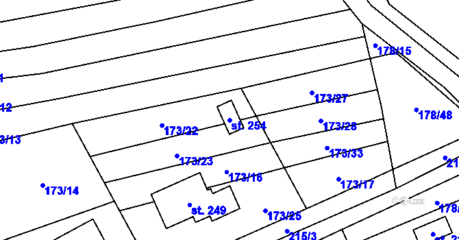 Parcela st. 254 v KÚ Ústí, Katastrální mapa