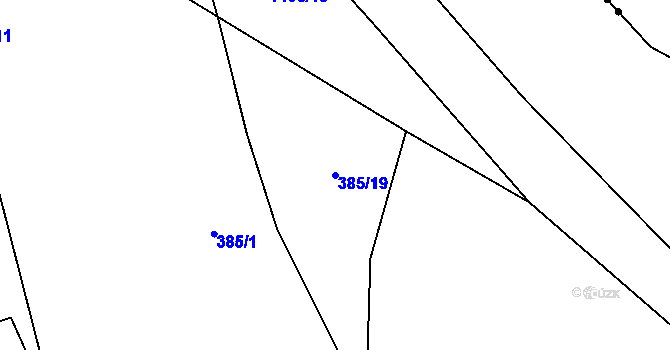 Parcela st. 385/19 v KÚ Ústí, Katastrální mapa