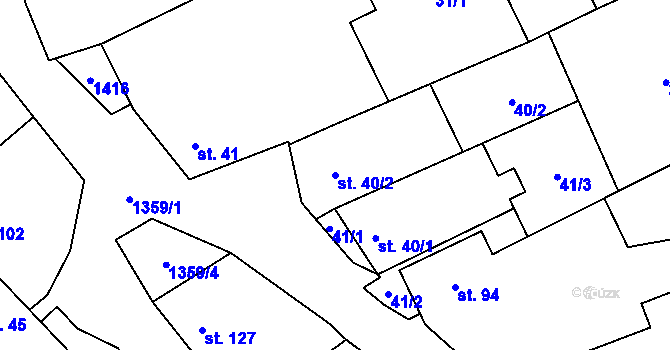 Parcela st. 40/2 v KÚ Ústí, Katastrální mapa