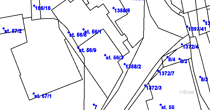 Parcela st. 56/3 v KÚ Ústí, Katastrální mapa