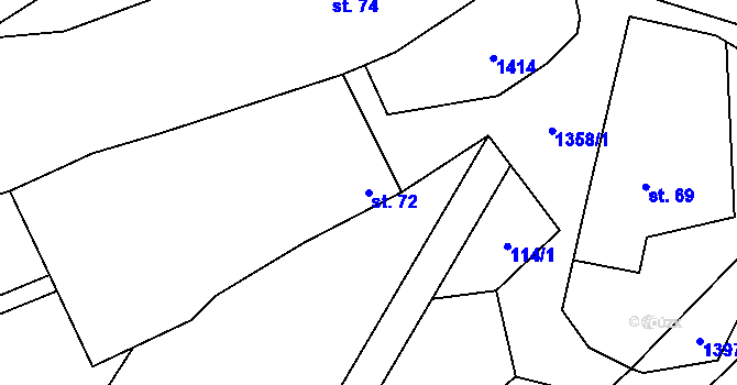 Parcela st. 72 v KÚ Ústí, Katastrální mapa