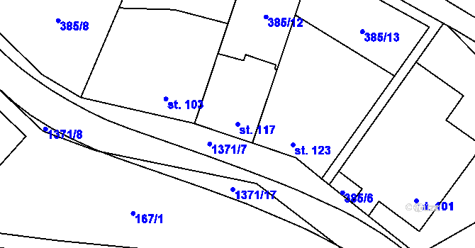 Parcela st. 117 v KÚ Ústí, Katastrální mapa