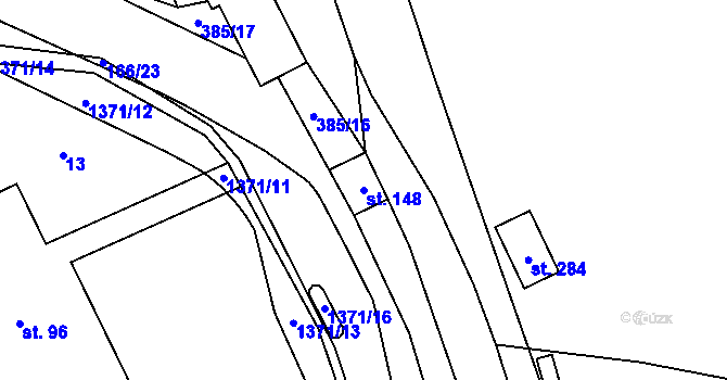 Parcela st. 148 v KÚ Ústí, Katastrální mapa