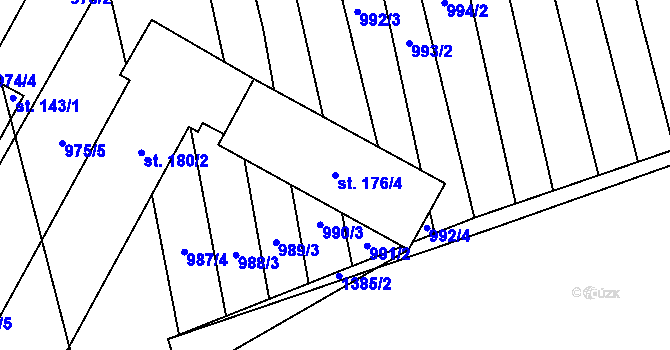 Parcela st. 176/4 v KÚ Ústí, Katastrální mapa
