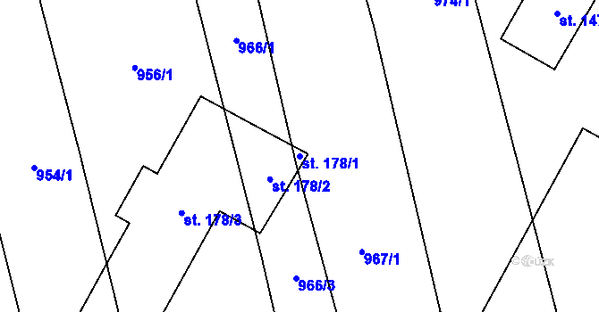 Parcela st. 178/1 v KÚ Ústí, Katastrální mapa