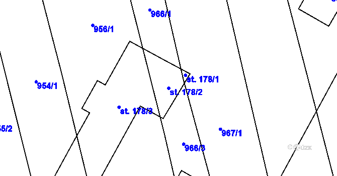 Parcela st. 178/2 v KÚ Ústí, Katastrální mapa