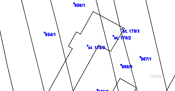 Parcela st. 178/3 v KÚ Ústí, Katastrální mapa