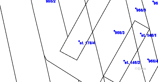 Parcela st. 178/4 v KÚ Ústí, Katastrální mapa