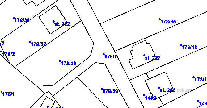 Parcela st. 178/1 v KÚ Ústí, Katastrální mapa