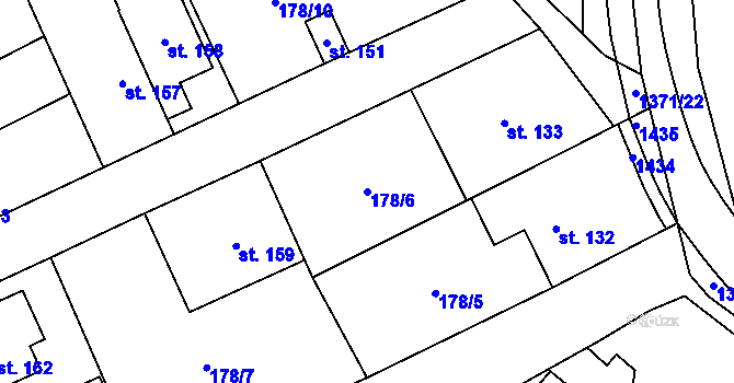 Parcela st. 178/6 v KÚ Ústí, Katastrální mapa