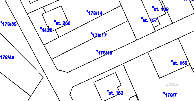 Parcela st. 178/13 v KÚ Ústí, Katastrální mapa