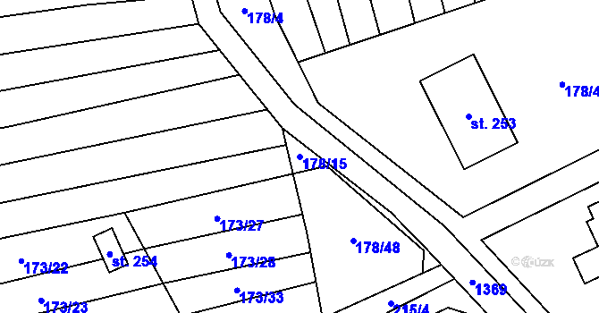 Parcela st. 178/15 v KÚ Ústí, Katastrální mapa