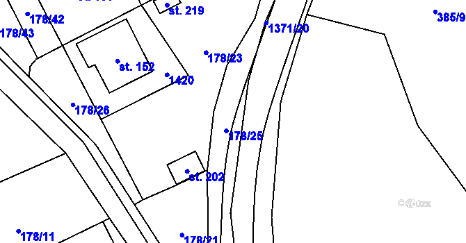 Parcela st. 178/25 v KÚ Ústí, Katastrální mapa
