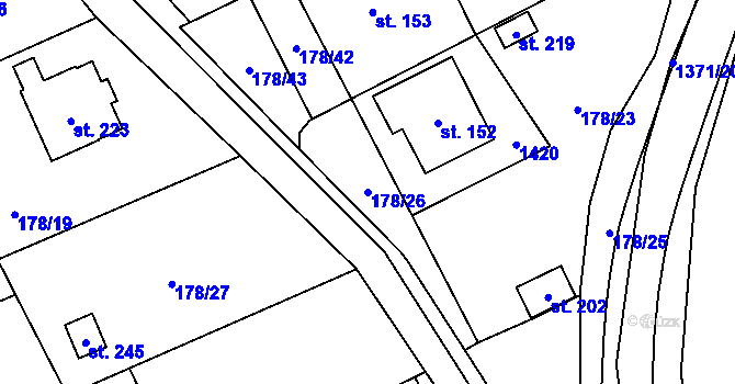 Parcela st. 178/26 v KÚ Ústí, Katastrální mapa