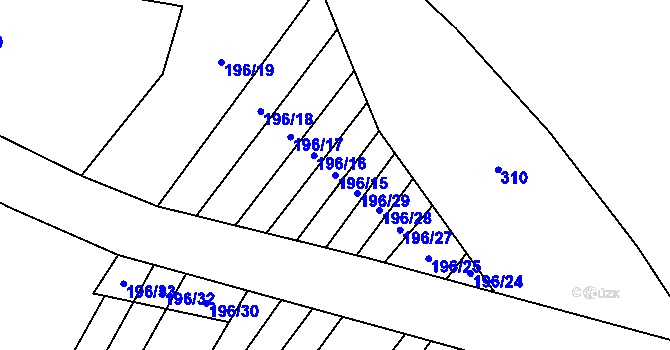 Parcela st. 196/15 v KÚ Ústí, Katastrální mapa