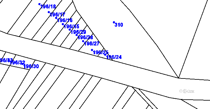 Parcela st. 196/24 v KÚ Ústí, Katastrální mapa