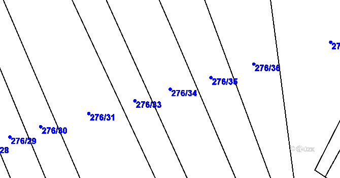 Parcela st. 276/34 v KÚ Ústí, Katastrální mapa
