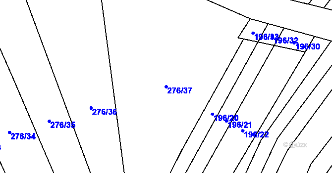 Parcela st. 276/37 v KÚ Ústí, Katastrální mapa