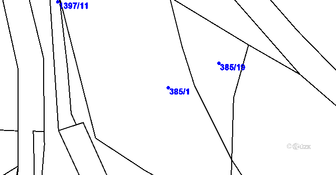 Parcela st. 385/1 v KÚ Ústí, Katastrální mapa