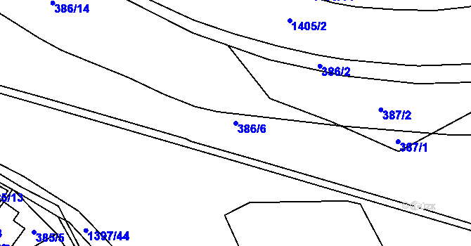 Parcela st. 386/6 v KÚ Ústí, Katastrální mapa