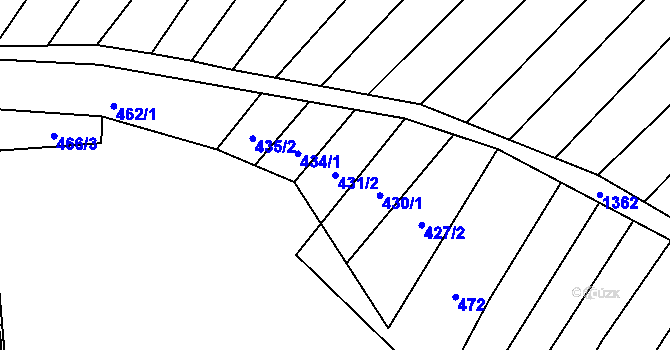 Parcela st. 431/2 v KÚ Ústí, Katastrální mapa