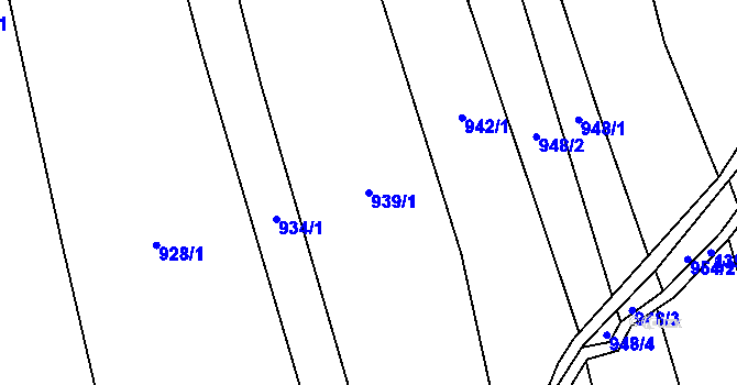 Parcela st. 939/1 v KÚ Ústí, Katastrální mapa