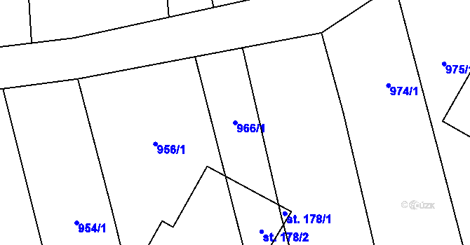 Parcela st. 966/1 v KÚ Ústí, Katastrální mapa