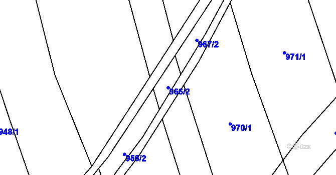 Parcela st. 966/2 v KÚ Ústí, Katastrální mapa