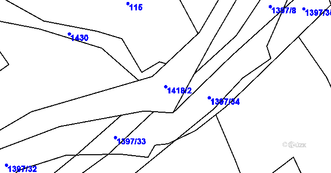 Parcela st. 1418/2 v KÚ Ústí, Katastrální mapa