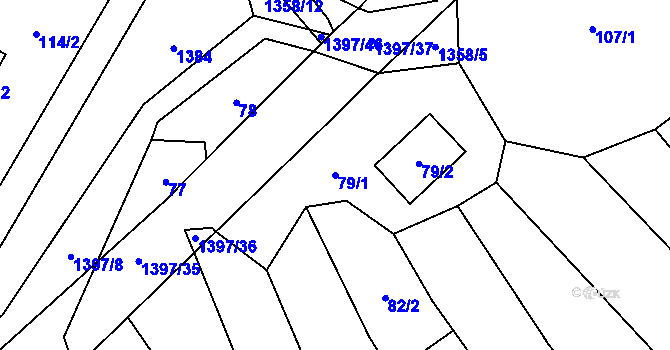 Parcela st. 79/1 v KÚ Ústí, Katastrální mapa
