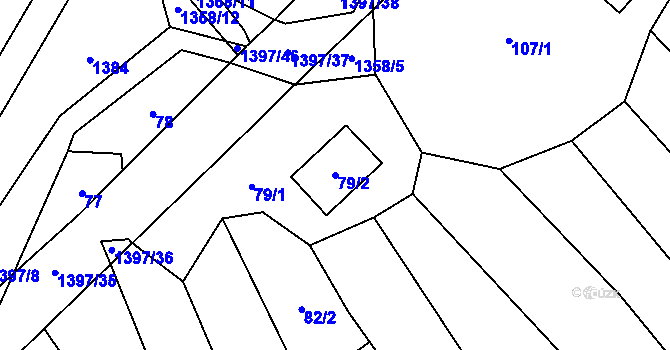 Parcela st. 79/2 v KÚ Ústí, Katastrální mapa