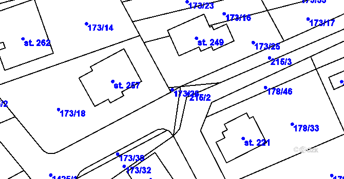 Parcela st. 173/26 v KÚ Ústí, Katastrální mapa