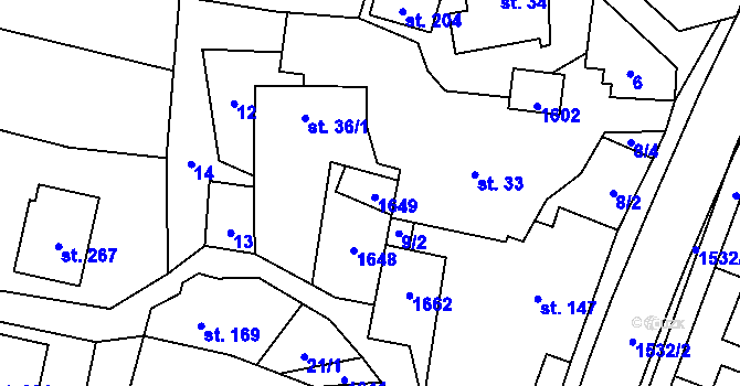 Parcela st. 36/3 v KÚ Ústí u Vsetína, Katastrální mapa