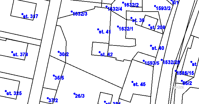 Parcela st. 42 v KÚ Ústí u Vsetína, Katastrální mapa