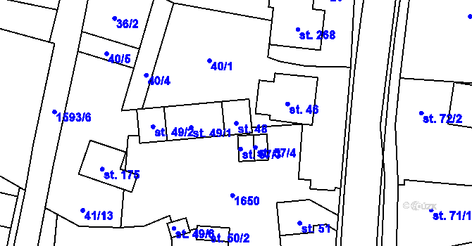 Parcela st. 48 v KÚ Ústí u Vsetína, Katastrální mapa