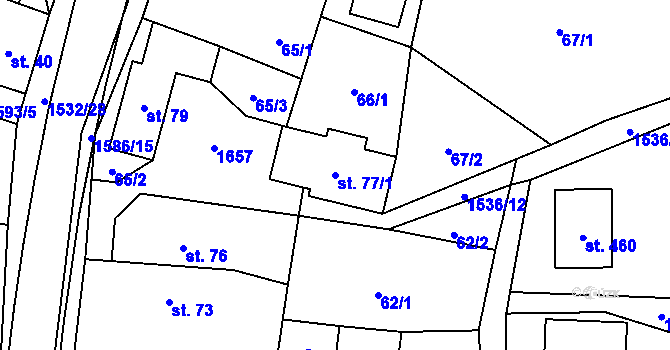 Parcela st. 77/1 v KÚ Ústí u Vsetína, Katastrální mapa
