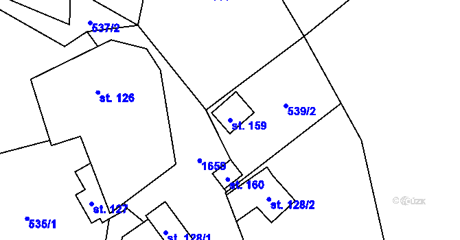 Parcela st. 159 v KÚ Ústí u Vsetína, Katastrální mapa