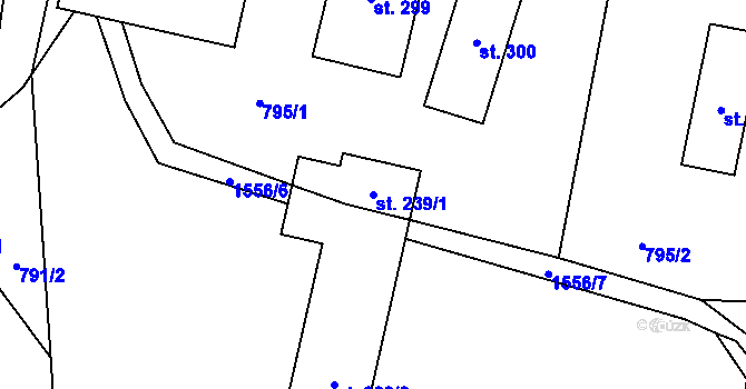 Parcela st. 239/1 v KÚ Ústí u Vsetína, Katastrální mapa