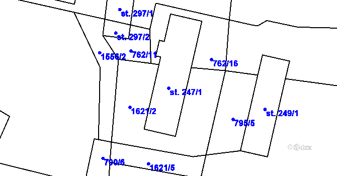 Parcela st. 247/1 v KÚ Ústí u Vsetína, Katastrální mapa