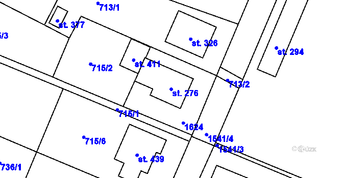 Parcela st. 276 v KÚ Ústí u Vsetína, Katastrální mapa
