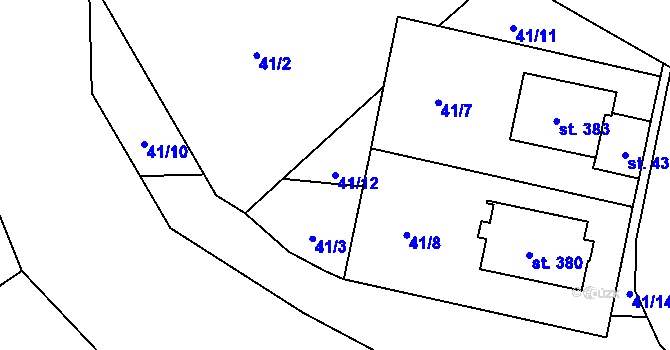 Parcela st. 41/12 v KÚ Ústí u Vsetína, Katastrální mapa