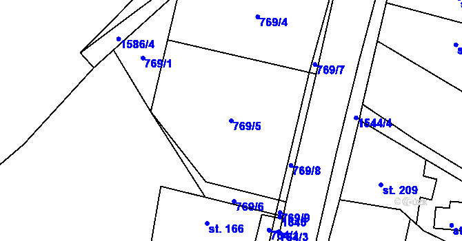Parcela st. 769/5 v KÚ Ústí u Vsetína, Katastrální mapa