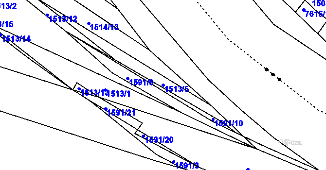 Parcela st. 1513/5 v KÚ Ústí u Vsetína, Katastrální mapa