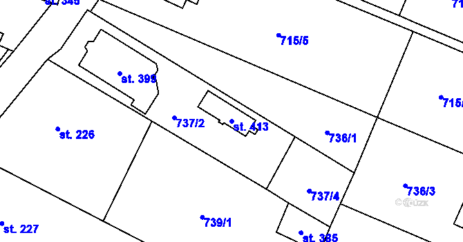 Parcela st. 413 v KÚ Ústí u Vsetína, Katastrální mapa