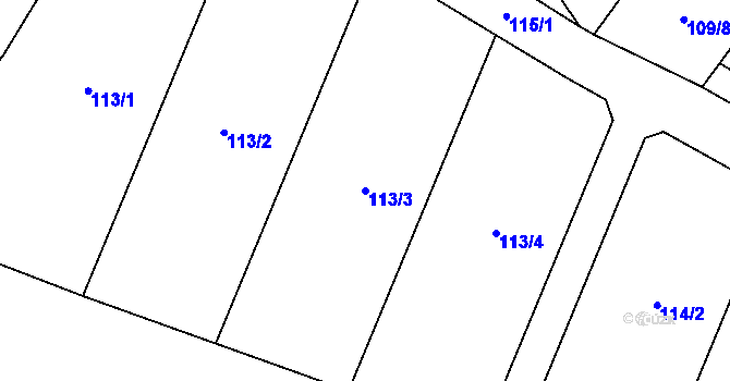 Parcela st. 113/3 v KÚ Ústí u Vsetína, Katastrální mapa