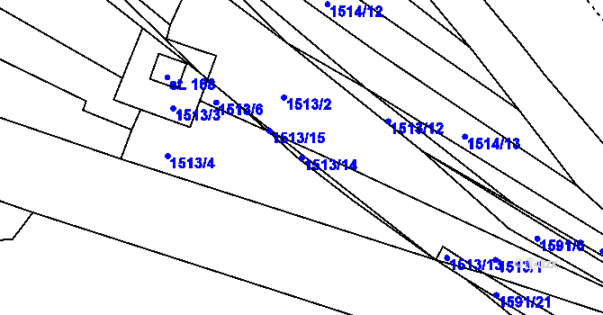 Parcela st. 1513/14 v KÚ Ústí u Vsetína, Katastrální mapa