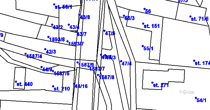 Parcela st. 47/3 v KÚ Ústí u Vsetína, Katastrální mapa