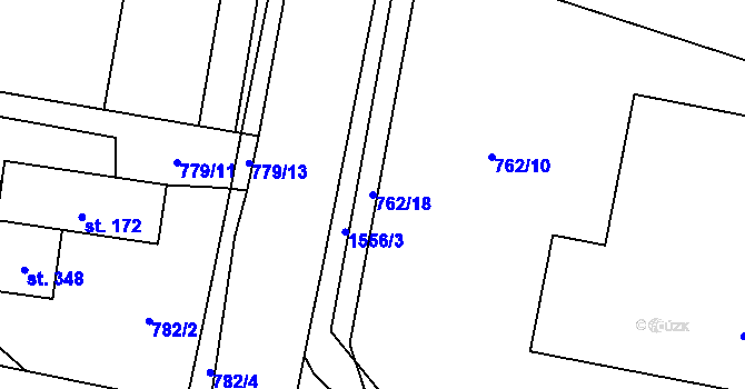 Parcela st. 762/18 v KÚ Ústí u Vsetína, Katastrální mapa