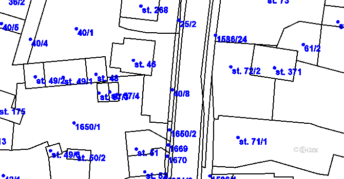 Parcela st. 40/8 v KÚ Ústí u Vsetína, Katastrální mapa